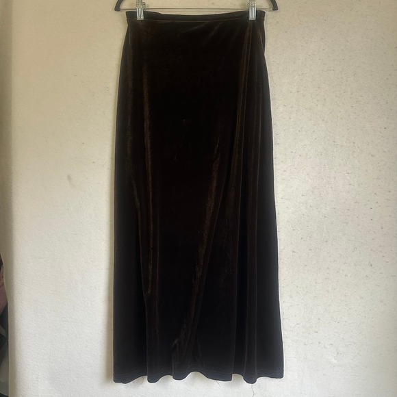 Express Dresses & Skirts - Vintage Express Tricot Brown Velvet Maxi Skirt Size M Stretch 90s Y2K Long Skirt
